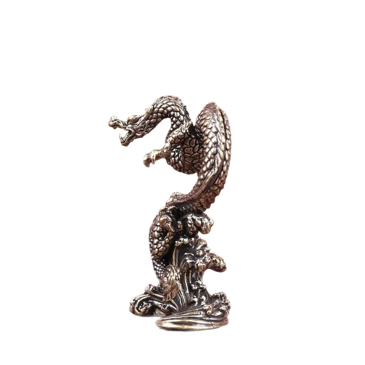 statuette dragon argenté écailles sculptural antique décor maison cadeau fête saison unique