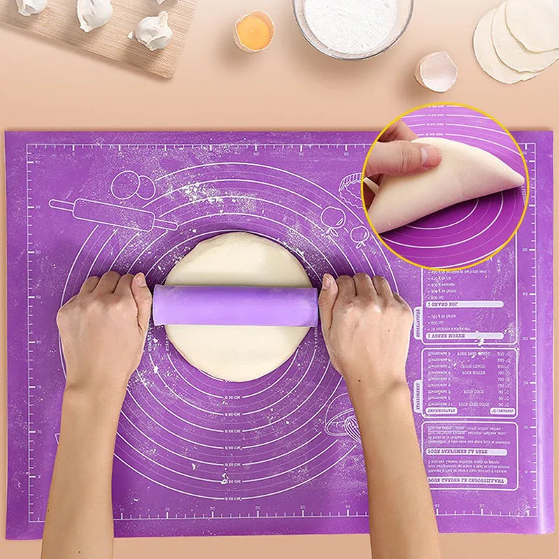 tapis pâtisserie silicone violet bleu rose motifs règles adhésif pratique décoratif 30x40cm 60x45cm