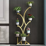 meuble plantes moderne minimaliste noir doré blanc structure arborescente plateaux simples