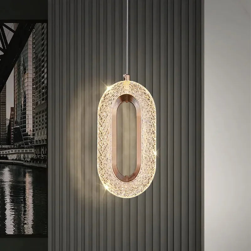 Suspension lumineuse moderne élégante dorée fil cuivre transparent 9cm 12cm 36cm