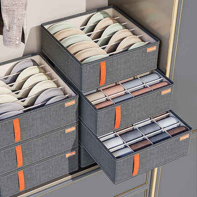 Boîte organisatrice pour sous-vêtements et chaussettes en tissu gris foncé