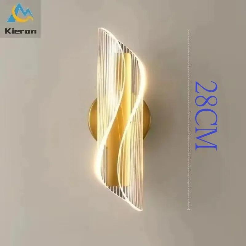 lampe murale moderne blanc doré éclairage cuisine salle manger fixée mur lignes ondulées