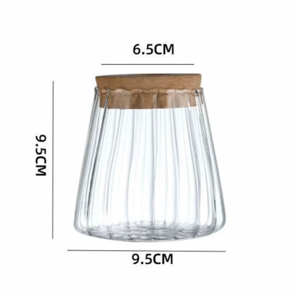vase verre moderne transparent gravé couvercle liège opaque table