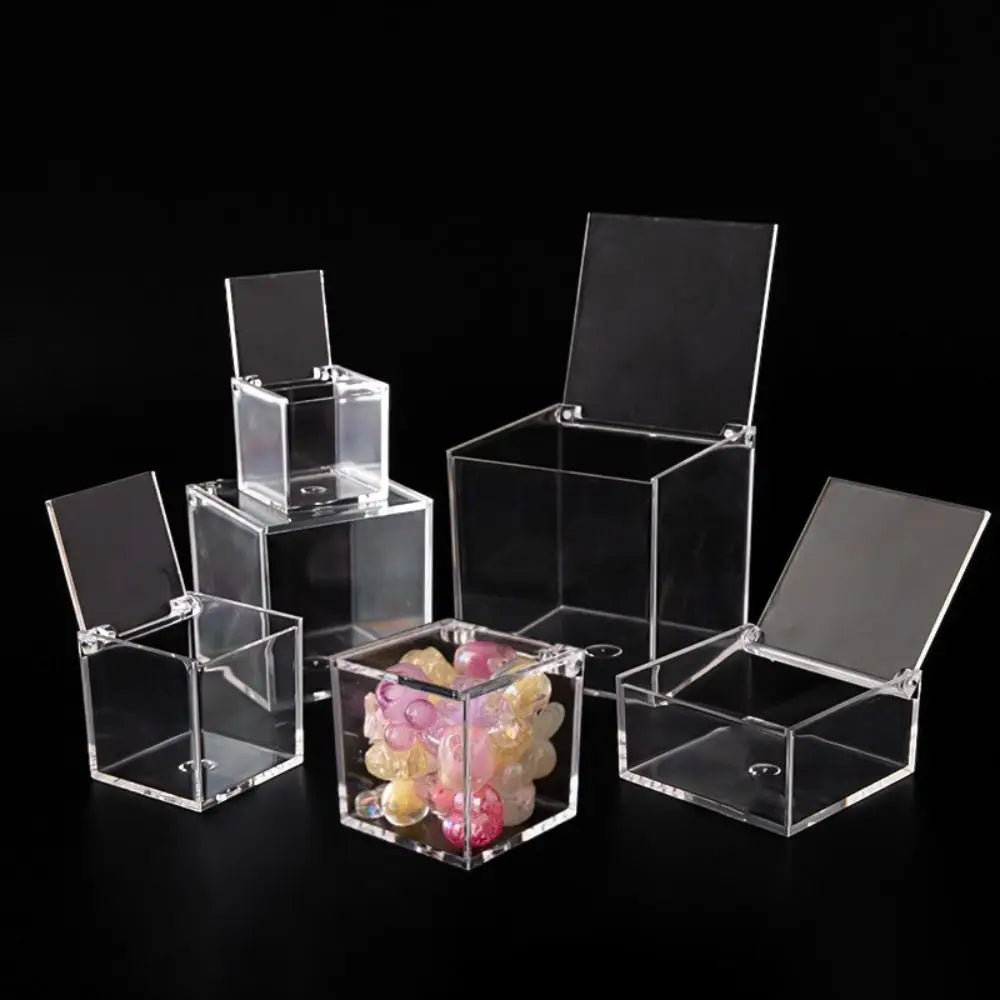 boîtes rangement transparentes empilables modernes acrylique sans motif clips fixation divers tailles minimalistes
