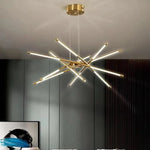 suspension lumineuse or blanc moderne sources lumineuses étoile lignes droites