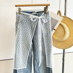 jupette dentelle gris clair motif bicyclette moderne transparent féminine ruban noué polyester