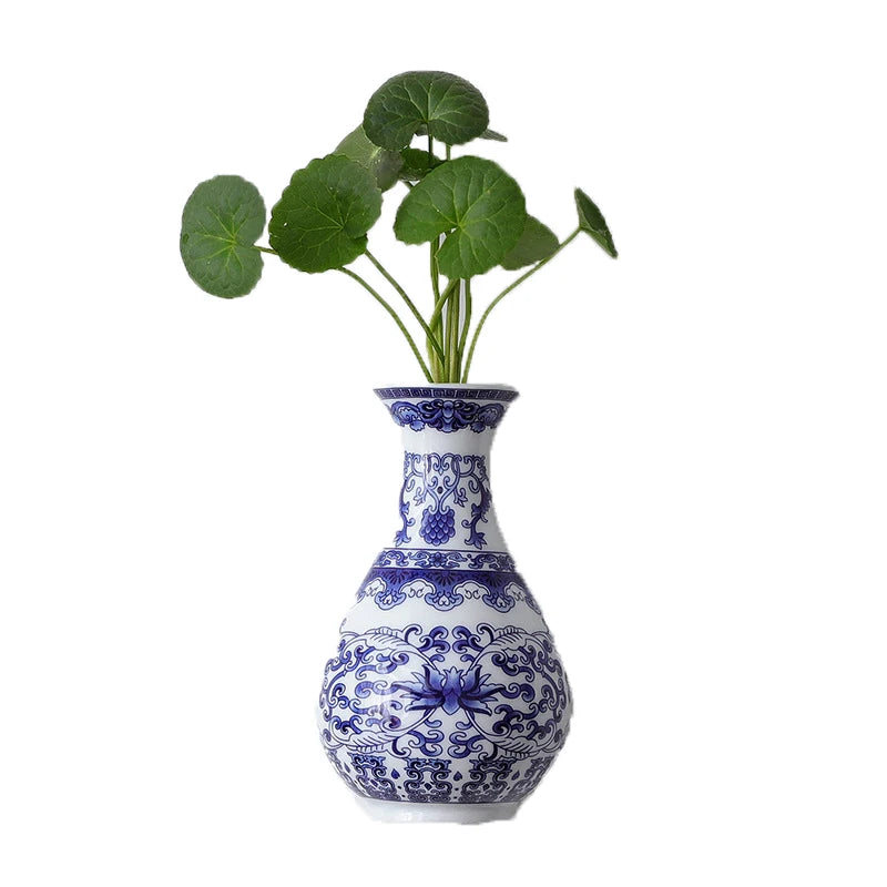 vases decoratifs ceramique bleu blanc decoration maison chinois traditionnel motifs floraux salon