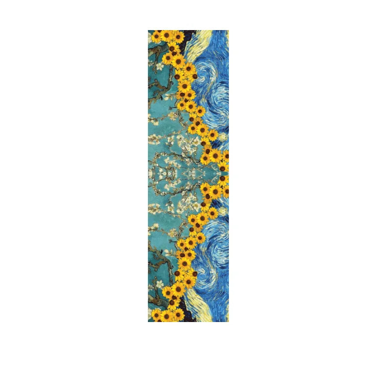 tableau moderne tournesol bleu jaune blanc décoration table élégante artistique cuisine restaurant mariage fête