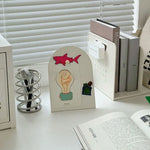 support livre moderne clips magnétiques motifs imprimés noir gris violet