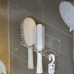 rangement mural transparent clips brosse cheveux peigne articles toilette moderne sans perçage