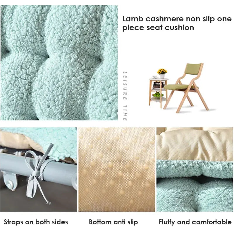 coussin chaise vert pastel peluche épaisse boutons moderne confortable rubans fixation 160x50x12cm