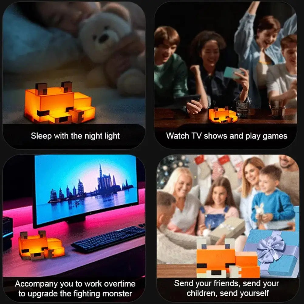 lampe table moderne orange pixel art veilleuse atmosphérique enfant chambre salon 12v