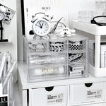 organisateur boîtes tiroirs transparent moderne trousses stylos maquillage rangement compartiments poignées
