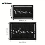 tapis d'entrée noir welcome moderne anti dérapant polyester machine lavable 50x80cm