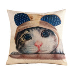 housse coussin carré géométrique chat animé coton lin moderne salon chambre voiture