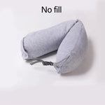 coussin voyage capuche gris clair mousse mémoire forme cale confortable pratique ceinture sécurité écouteurs