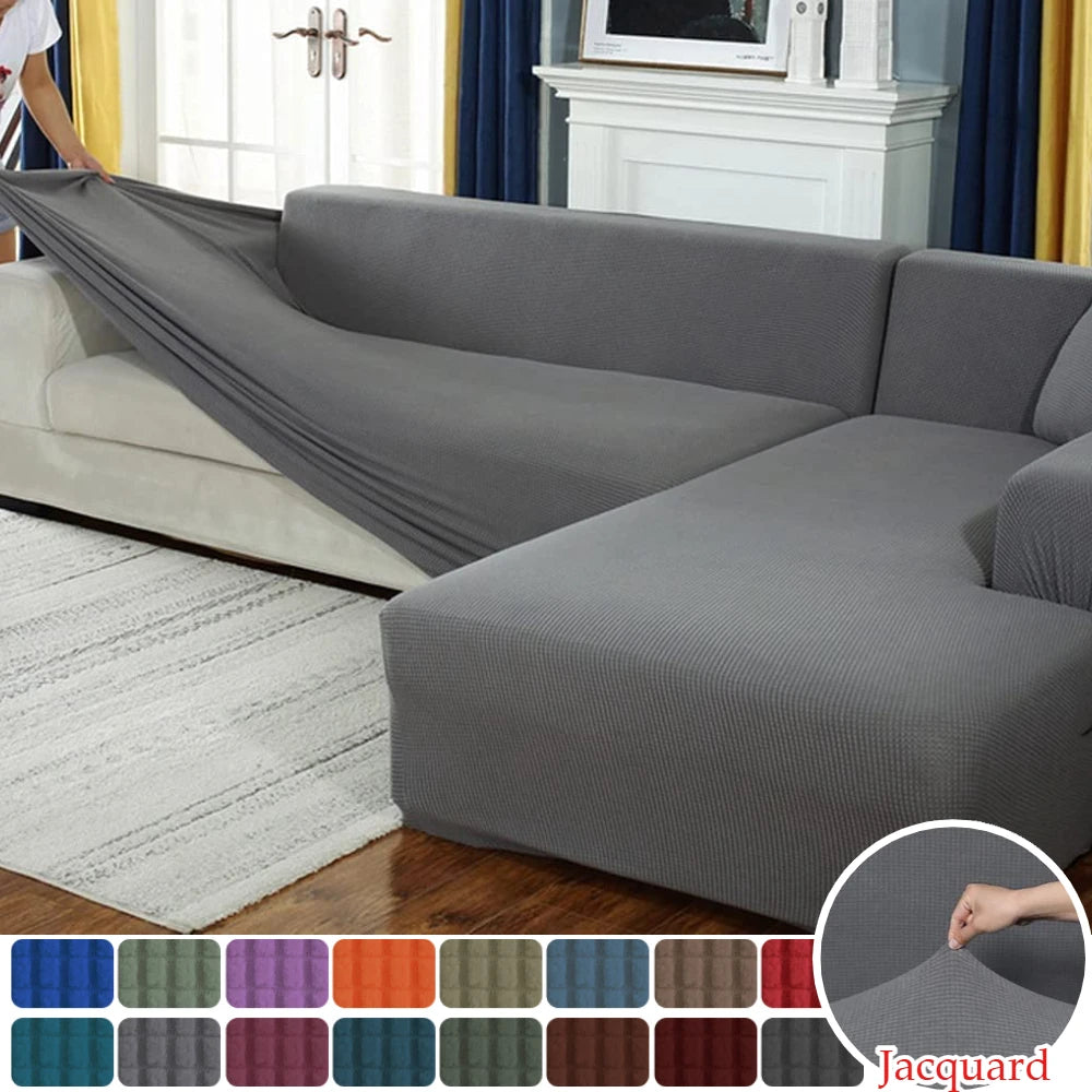 housse canapé extensible jacquard gris moderne protection meuble salon tissu polyester lavable
