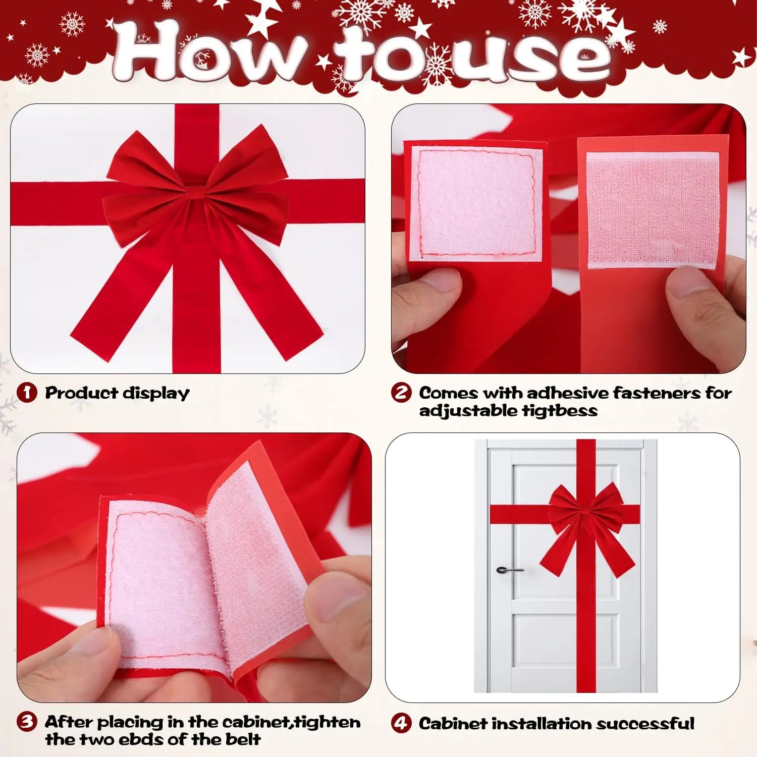 Nœud papillon grand format pour décoration de porte Noël