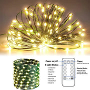 guirlande lumineuse led extérieure 100m fil vert leds jaunes ip65 décoration jardin festive