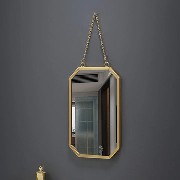 miroir mural moderne élégant cadre doré verre clair chaîne sécurité chambre salle bains