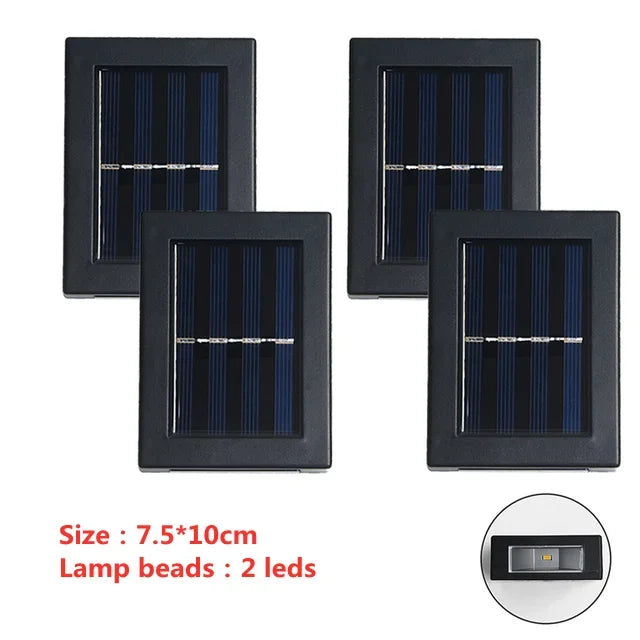 applique murale solaire moderne led noir cellules solaires bleues éclairage extérieur imperméable up down