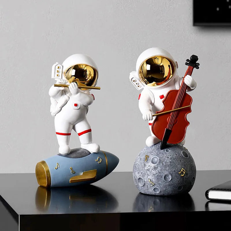 statue astronaute résine saxophone doré guitare violoncelle moderne décoration intérieure chambre salon