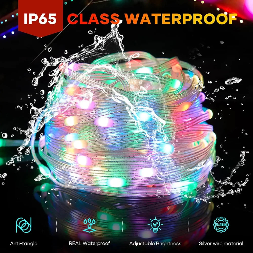 ruban led multicolore noel 40m 400 ampoules led points lumineux moderne controleur bluetooth