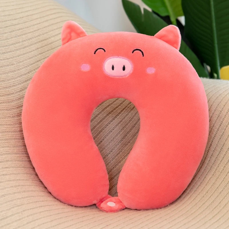 oreiller voyage forme dessin animé souriant coton polyester orange vert bleu rose
