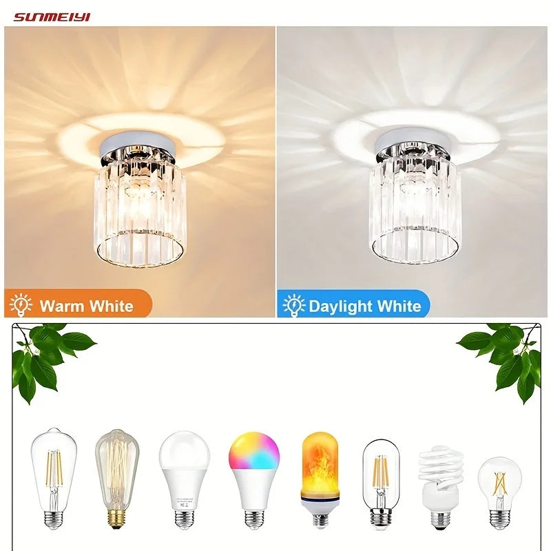 lampe moderne transparente strass argentée élégante éclairage quotidien verre métal