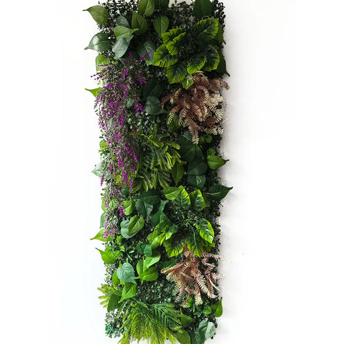 mur végétal artificiel décoration jardin intérieur extérieur feuilles vertes fleurs naturelles panneau murale décoratif
