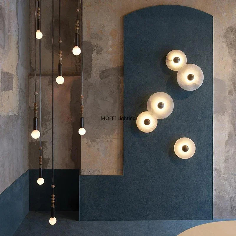 applique murale moderne marbre blanc led éclairage cuisine chambre fixée mur