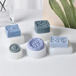 moules savon silicone motifs floraux vintage bleu clair blanc détaillés artisanauxDecorationChocolat