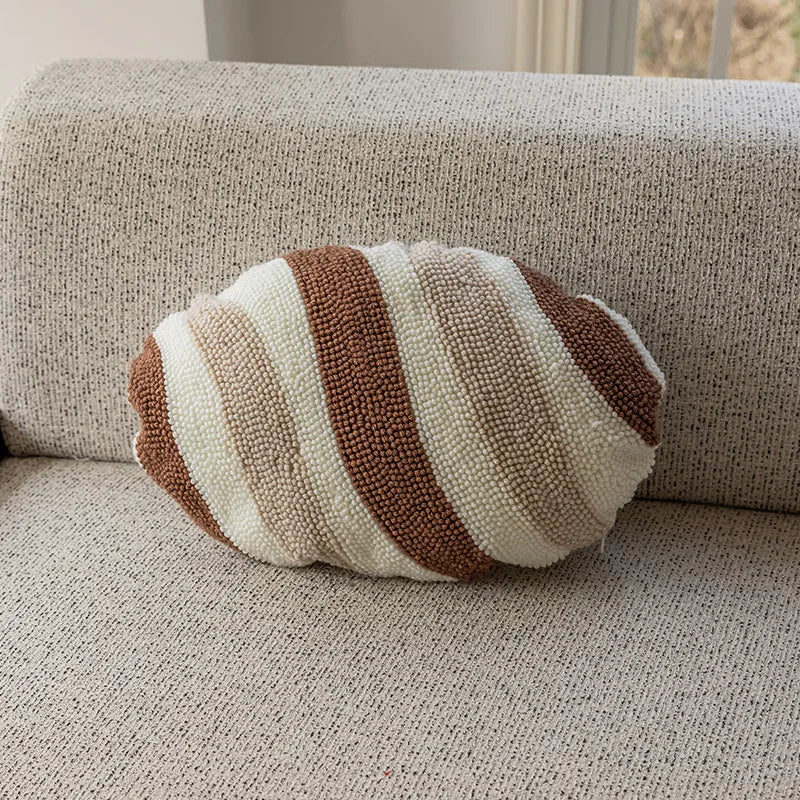 housse coussin beige marron motif rayé texture douce moderne opacité jacquard polyester décoration canapé