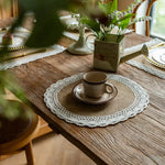 serviettes table beige blanc tissu naturel franges rustique chic noël mariage fêtes anniversaire