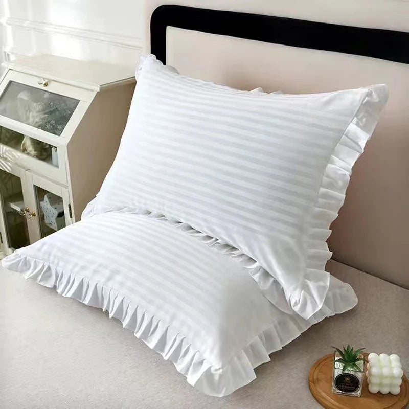 taies d'oreiller polka dot blanc vintage literie polyester respectueux environnement simple fixations blancs points