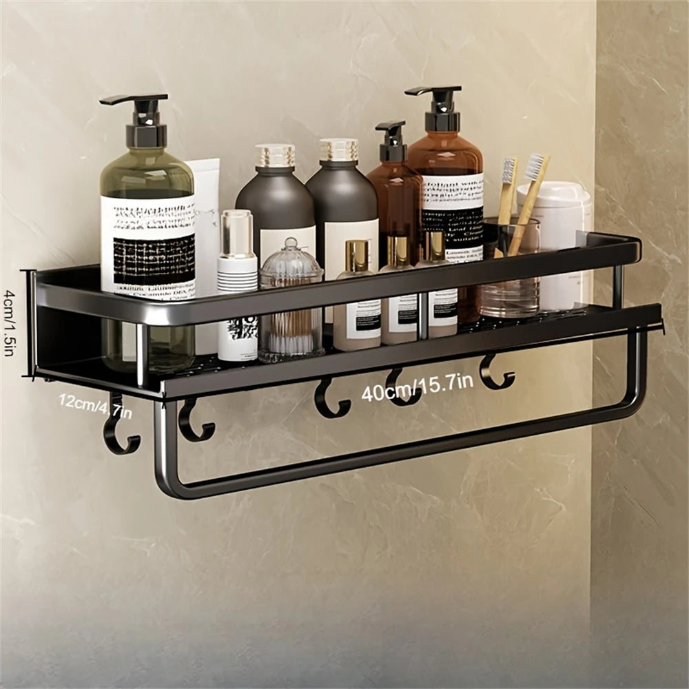 étagère murale moderne étagères aluminium noir serviettes bouteilles pots salle bain cuisine rangement gain
