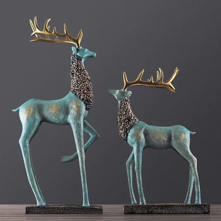 statues cerfs résine or moderne salon décoration noël argent verte chambre