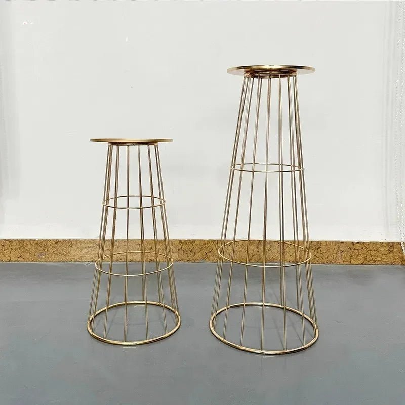 vases métal doré moderne structure maille support floral conique 60cm 80cm haute qualité décoration