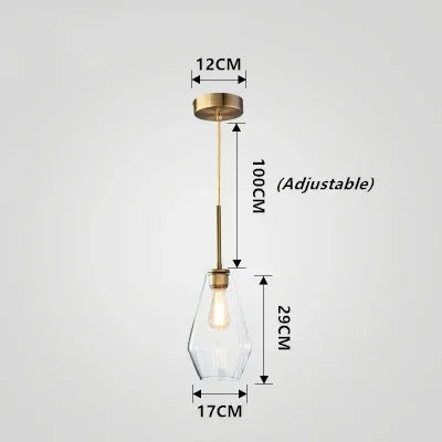 lampe suspendue moderne transparente chaîne dorée ampoule incluse flux lumineux variable certifications multiples sécurité