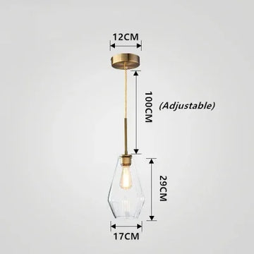 lampe suspendue moderne transparente chaîne dorée ampoule incluse flux lumineux variable certifications multiples sécurité