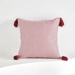 housses coussin rayées rouge blanche rustique adhésif tassel polyester carré lit moderne decoration