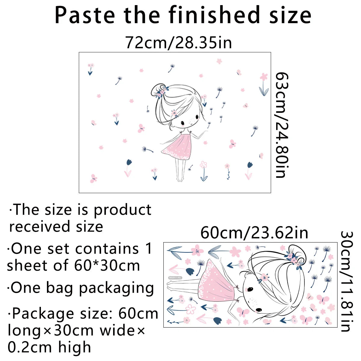 sticker mural décoration enfantine fille dandelins nuages balançoire dessin animé pvc adhésif chambre rose