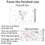 sticker mural décoration enfantine fille dandelins nuages balançoire dessin animé pvc adhésif chambre rose