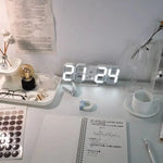 horloge digitale led carrée table moderne minimaliste blanc gris lumière