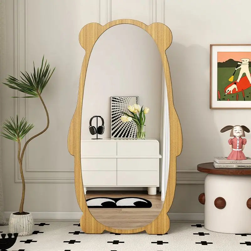 miroir mural moderne panda bois finition noir brun chambre coucher