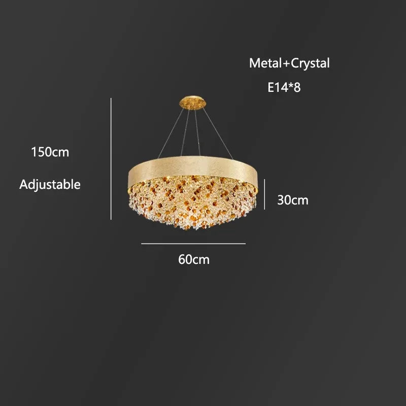 suspension lumineuse moderne doré marron clair translucides brillantes élégante chaînes fixées inclusées