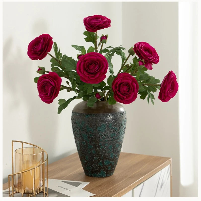décoration intérieure moderne bouquet artificiel fleurs roses feuilles vertes mariage anniversaire pendaison crémaillère