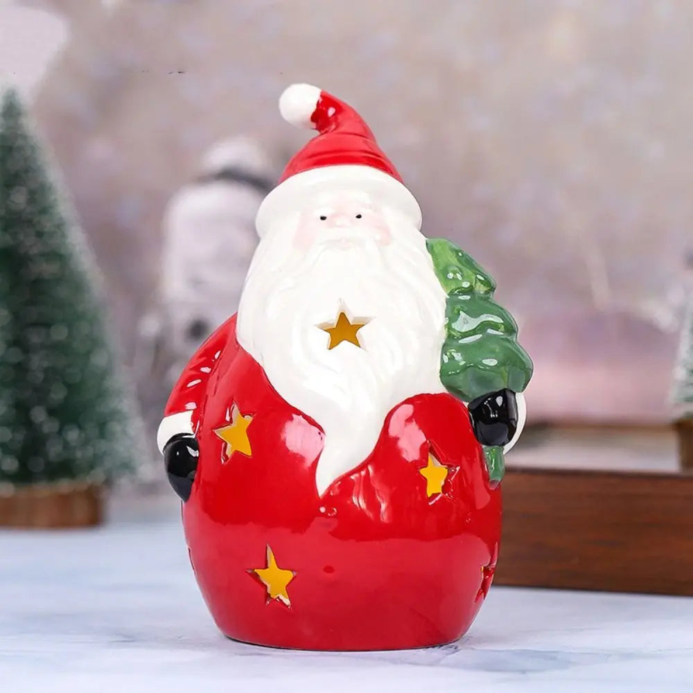 figurines decoratives noel rouge blanc vert clair motif flocons neige etoiles dorées atmosphère festive