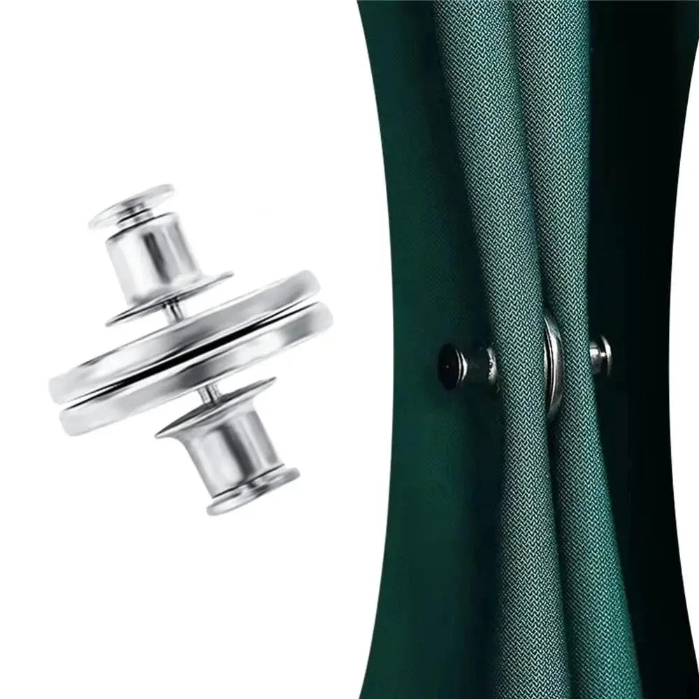 rideaux boutons magnétiques argentés modernes adhésifs facile fenêtre française opaque paires