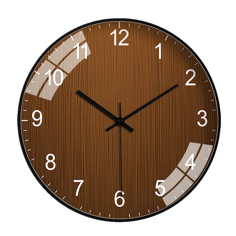 horloge murale bois grainé aiguille quartz minimaliste salon chambre moderne